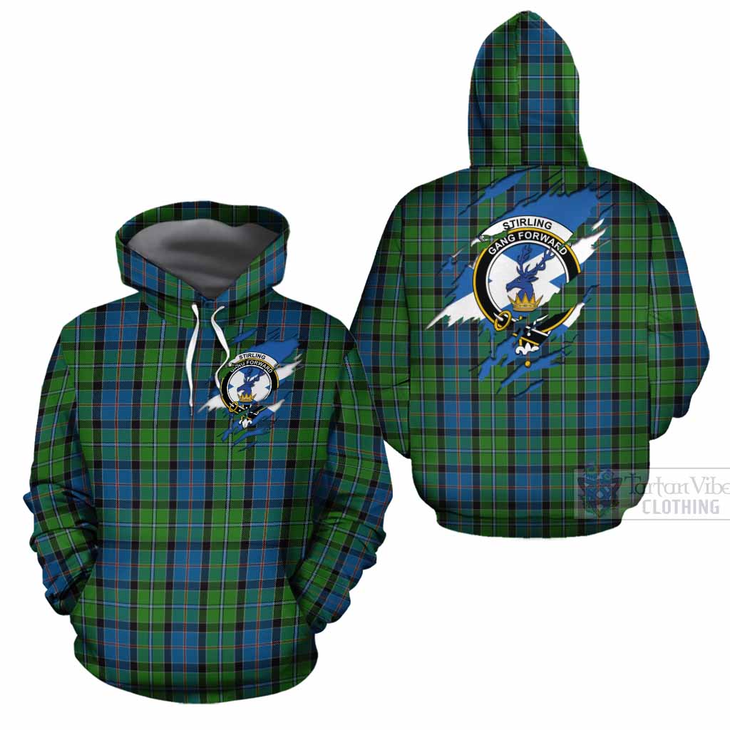 Stirling Clan Crest In Me Tartan Cotton Hoodie Scotland Flag Style
