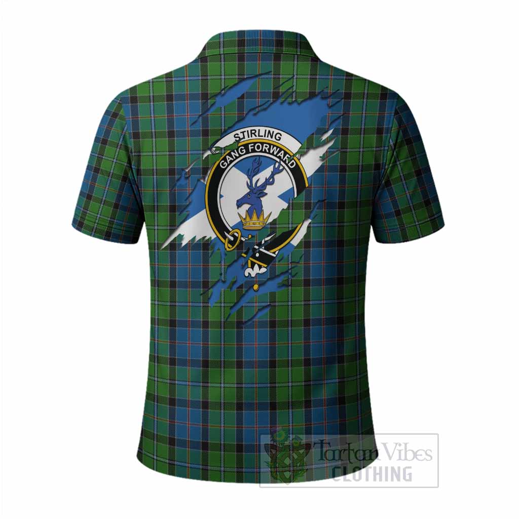 Stirling Clan Crest In Me Tartan Polo Shirt Scotland Flag Style