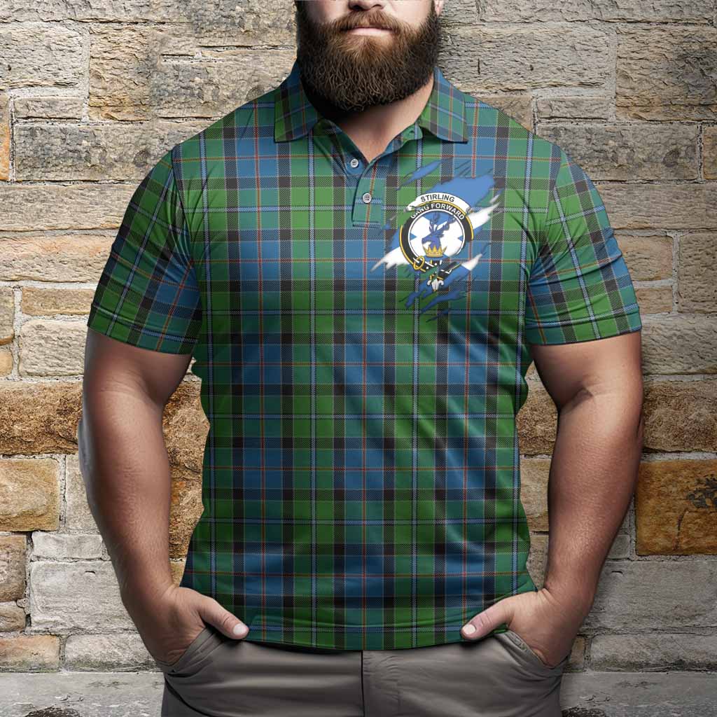 Stirling Clan Crest In Me Tartan Polo Shirt Scotland Flag Style