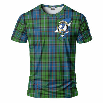 Stirling Clan Crest In Me Tartan T-Shirt Scotland Flag Style