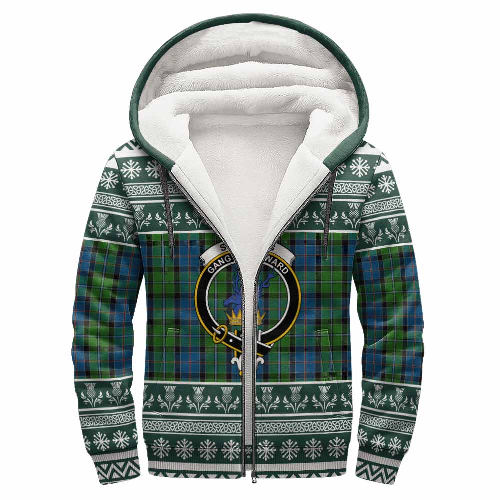 Stirling Clan Tartan Christmas Fleece Hoodie with Family Crest - Tartan Vibes Clothing