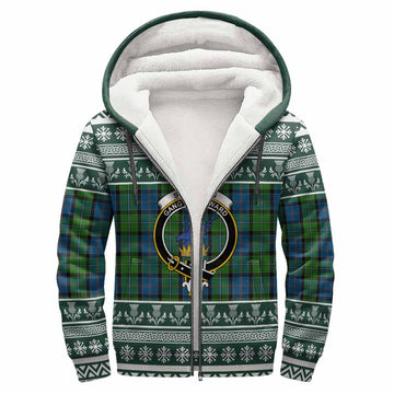 Stirling Clan Tartan Christmas Fleece Hoodie with Family Crest - Tartan Vibes Clothing