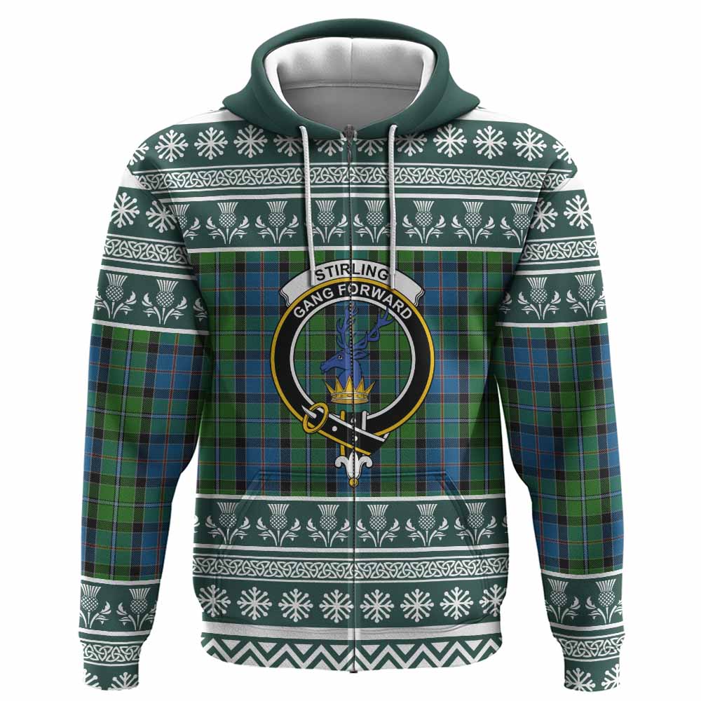 Stirling Clan Tartan Christmas Hoodie with Family Crest - Tartan Vibes Clothing