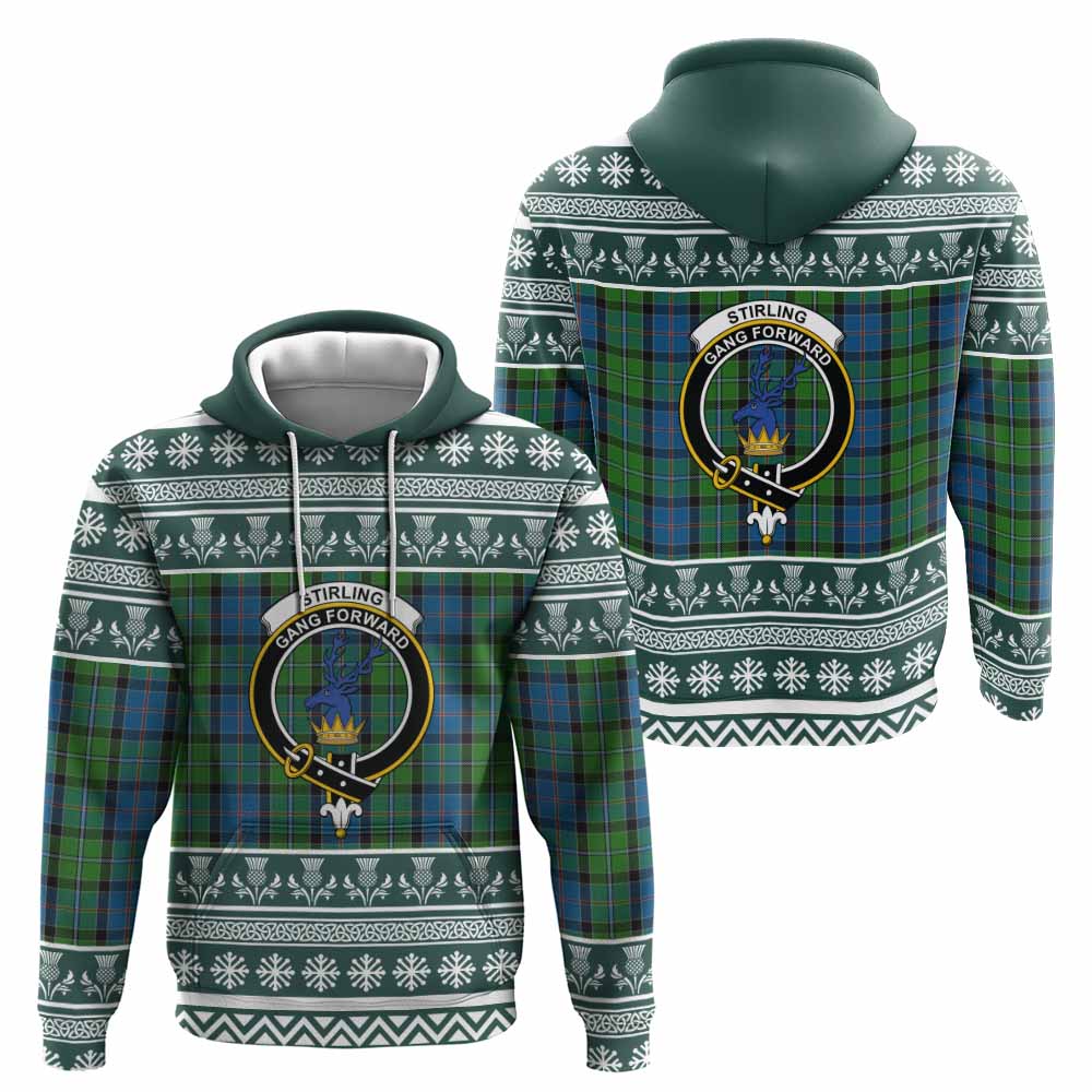 Stirling Clan Tartan Christmas Hoodie with Family Crest - Tartan Vibes Clothing