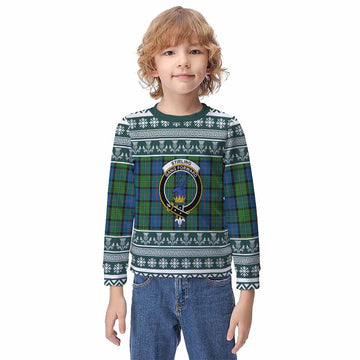 Stirling Clan Tartan Christmas Kid Ugly Sweatshirt with Family Crest - Tartan Vibes Clothing