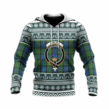 Stirling Clan Tartan Christmas Knitted Hoodie with Family Crest - Tartan Vibes Clothing