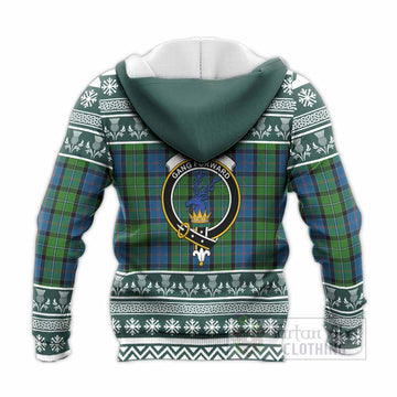 Stirling Clan Tartan Christmas Knitted Hoodie with Family Crest - Tartan Vibes Clothing