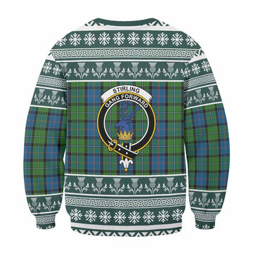 Stirling Clan Tartan Christmas Sweatshirt with Family Crest - Tartan Vibes Clothing