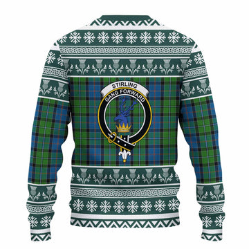 Stirling Clan Tartan Christmas Ugly Sweater with Family Crest