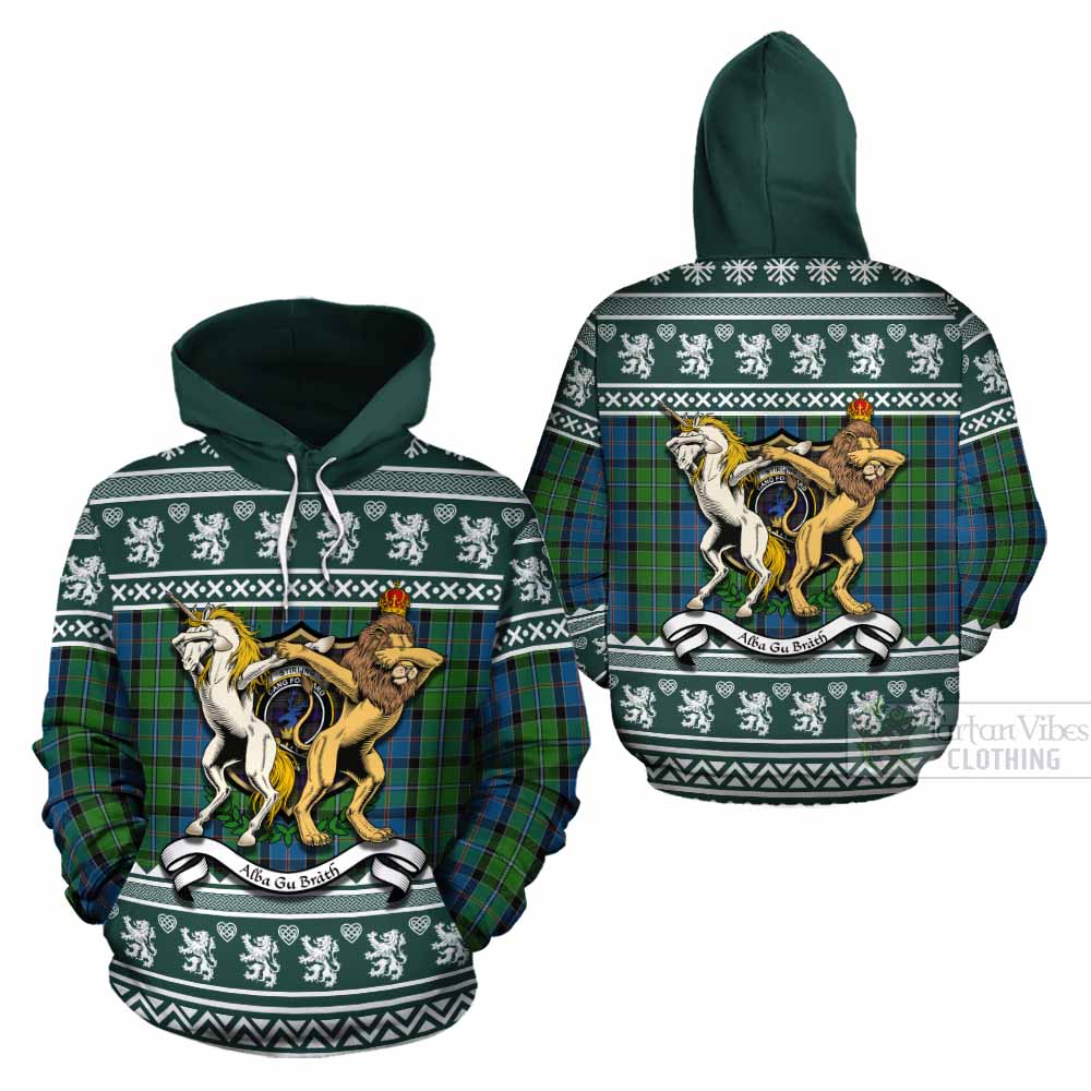 Stirling Clan Tartan Crest Christmas Cotton Hoodie Coat of Arms Funny Style - Tartan Vibes Clothing