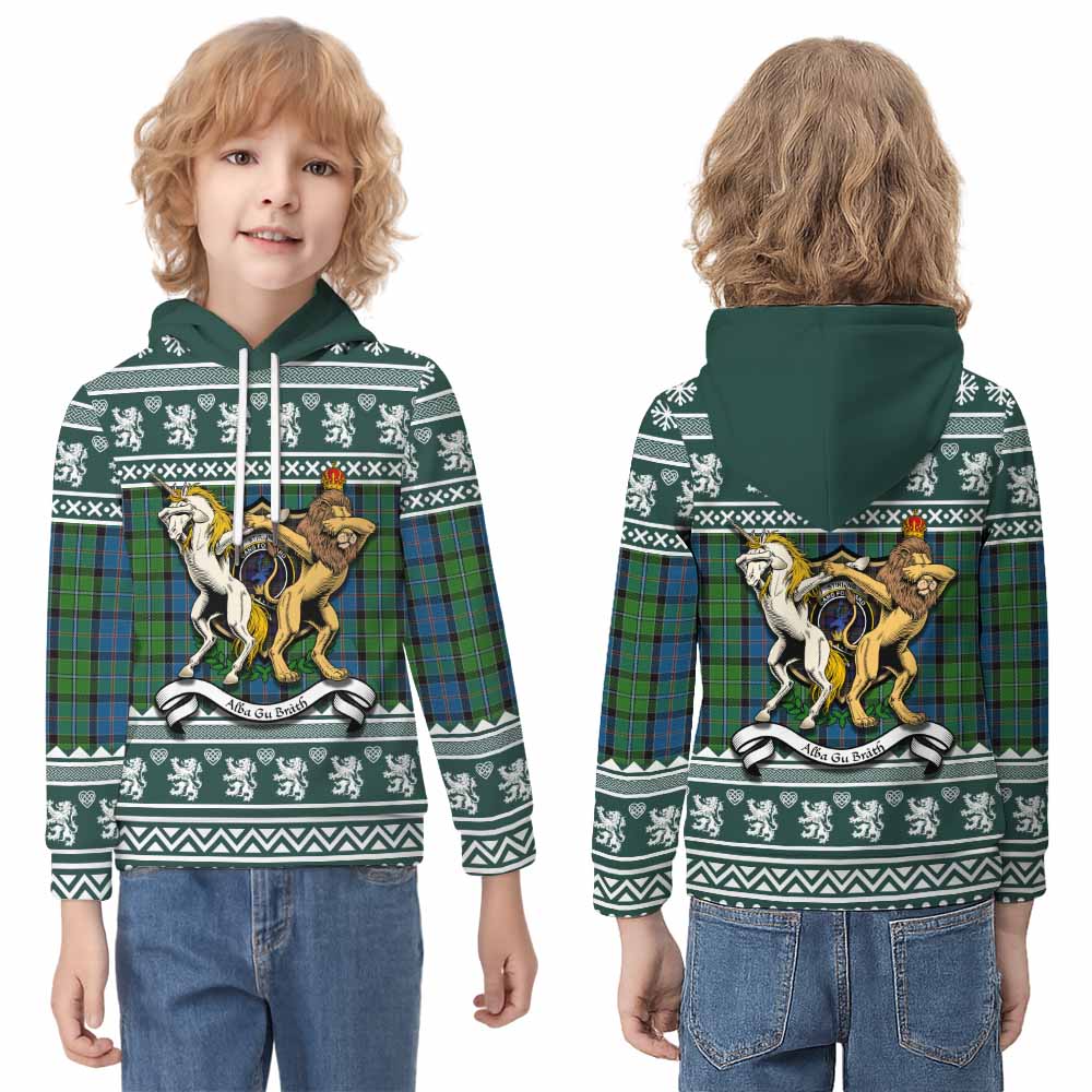 Stirling Clan Tartan Crest Christmas Kid Hoodie Coat of Arms Funny Style - Tartan Vibes Clothing