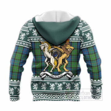 Stirling Clan Tartan Crest Christmas Knitted Hoodie Coat of Arms Funny Style - Tartan Vibes Clothing