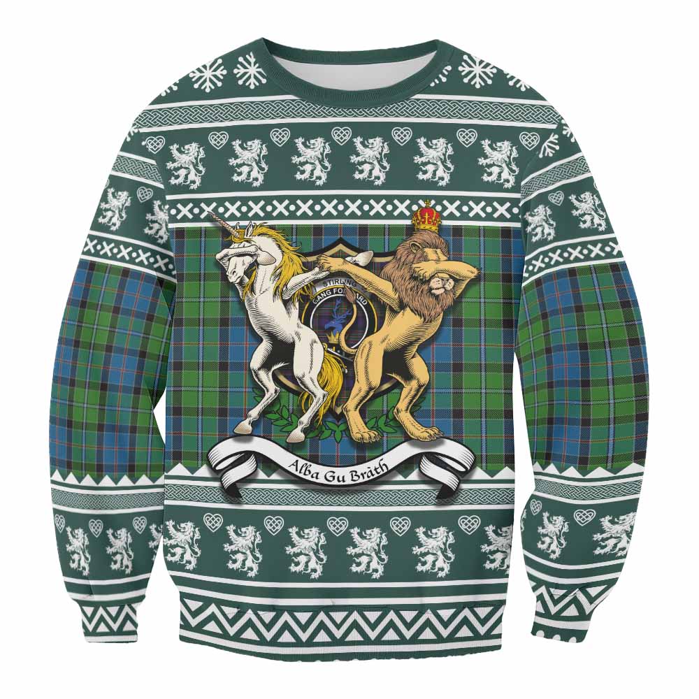 Stirling Clan Tartan Crest Christmas Sweatshirt Coat of Arms Funny Style - Tartan Vibes Clothing