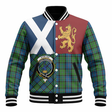 Stirling Crest Tartan Baseball Jacket with Lion Rampant Saltire Style