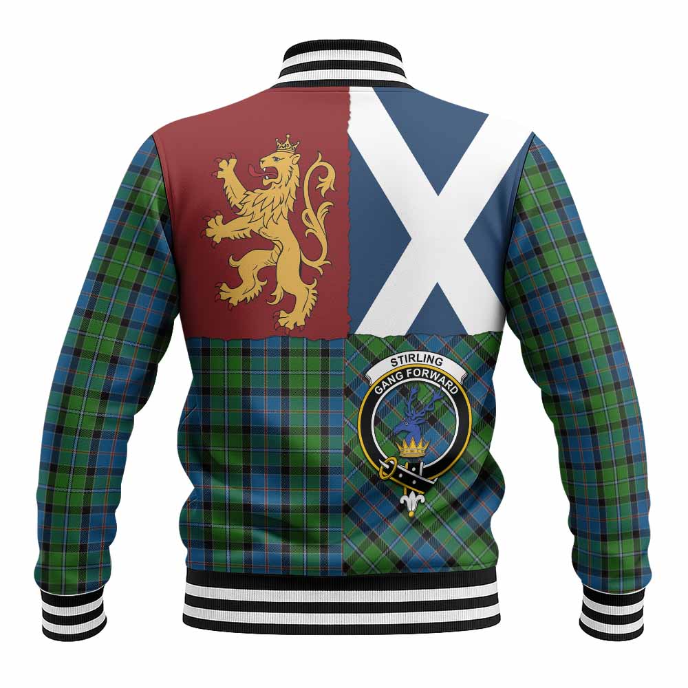 Stirling Crest Tartan Baseball Jacket with Lion Rampant Saltire Style