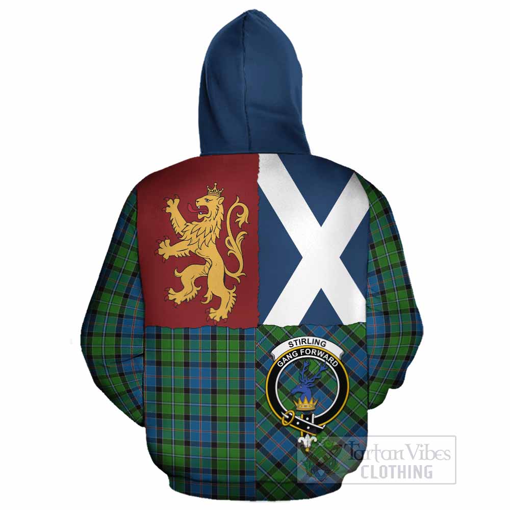 Stirling Crest Tartan Cotton Hoodie with Lion Rampant Saltire Style - Tartan Vibes Clothing