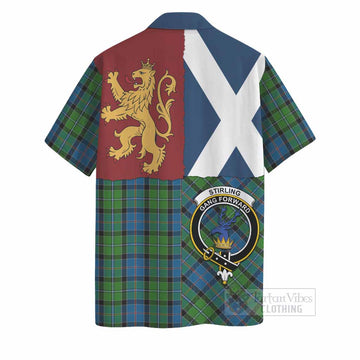 Stirling Crest Tartan Hawaiian Shirt with Lion Rampant Saltire Style