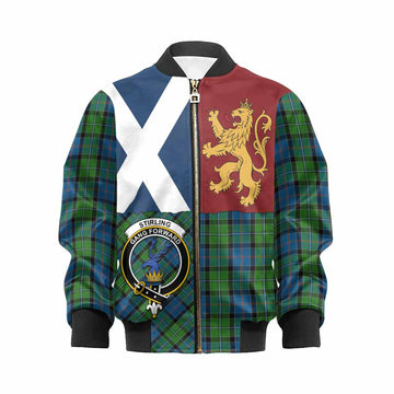 Stirling Crest Tartan Kid Bomber Jacket with Lion Rampant Saltire Style - Tartan Vibes Clothing