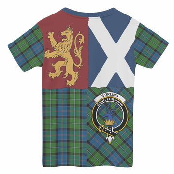 Stirling Crest Tartan Kid T-shirt with Lion Rampant Saltire Style - Tartan Vibes Clothing