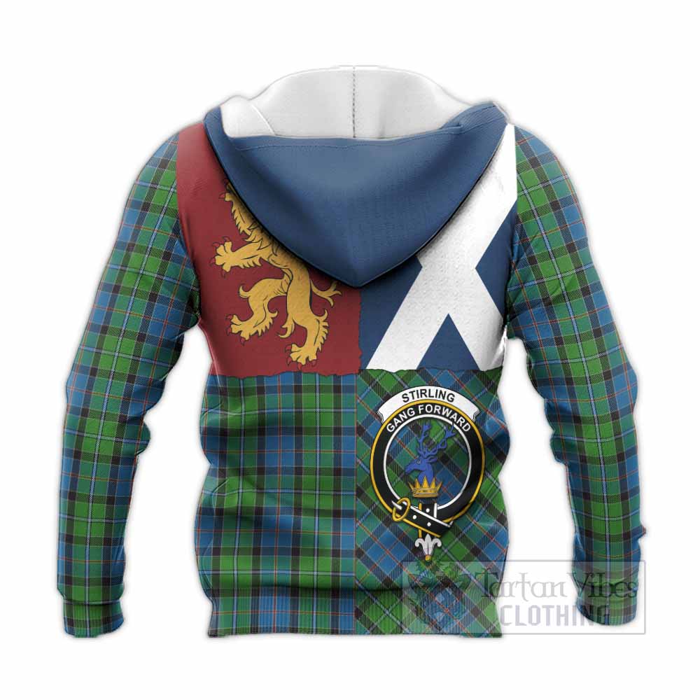Stirling Crest Tartan Knitted Hoodie with Lion Rampant Saltire Style