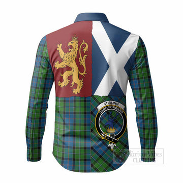 Stirling Crest Tartan Long Sleeve Button Shirts with Lion Rampant Saltire Style