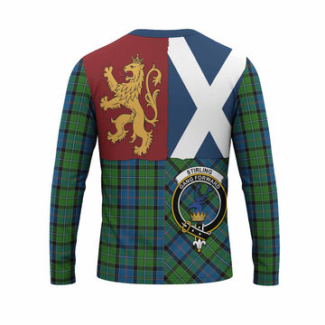 Stirling Crest Tartan Long Sleeve T-Shirt with Lion Rampant Saltire Style