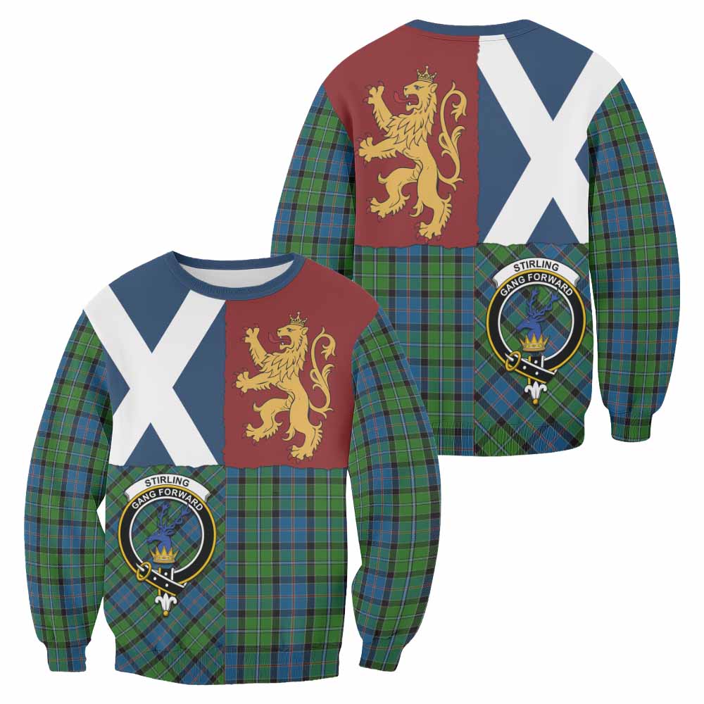 Stirling Crest Tartan Sweatshirt with Lion Rampant Saltire Style