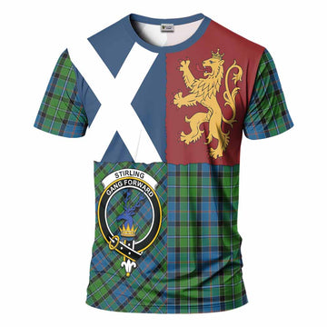 Stirling Crest Tartan T-Shirt with Lion Rampant Saltire Style