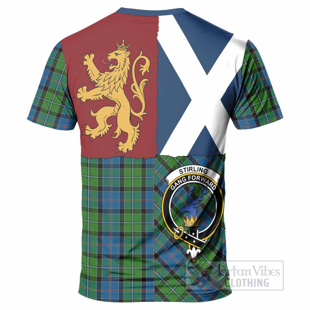 Stirling Crest Tartan T-Shirt with Lion Rampant Saltire Style