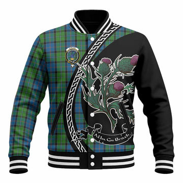 Stirling Family Crest Tartan Baseball Jacket Alba Thistle Inspired - Tartan Vibes Clothing