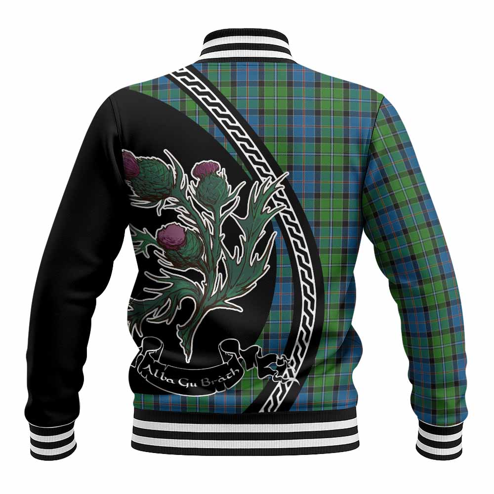 Stirling Family Crest Tartan Baseball Jacket Alba Thistle Inspired - Tartan Vibes Clothing