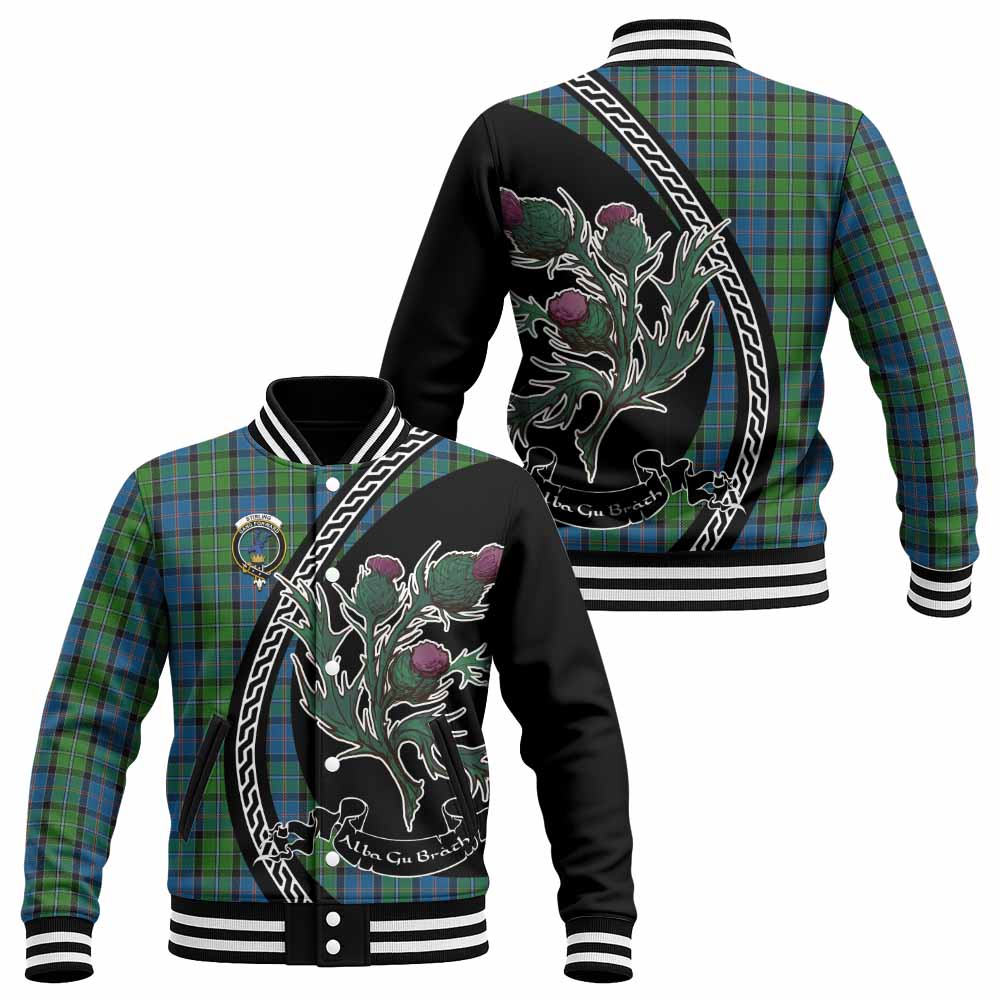 Stirling Family Crest Tartan Baseball Jacket Alba Thistle Inspired - Tartan Vibes Clothing