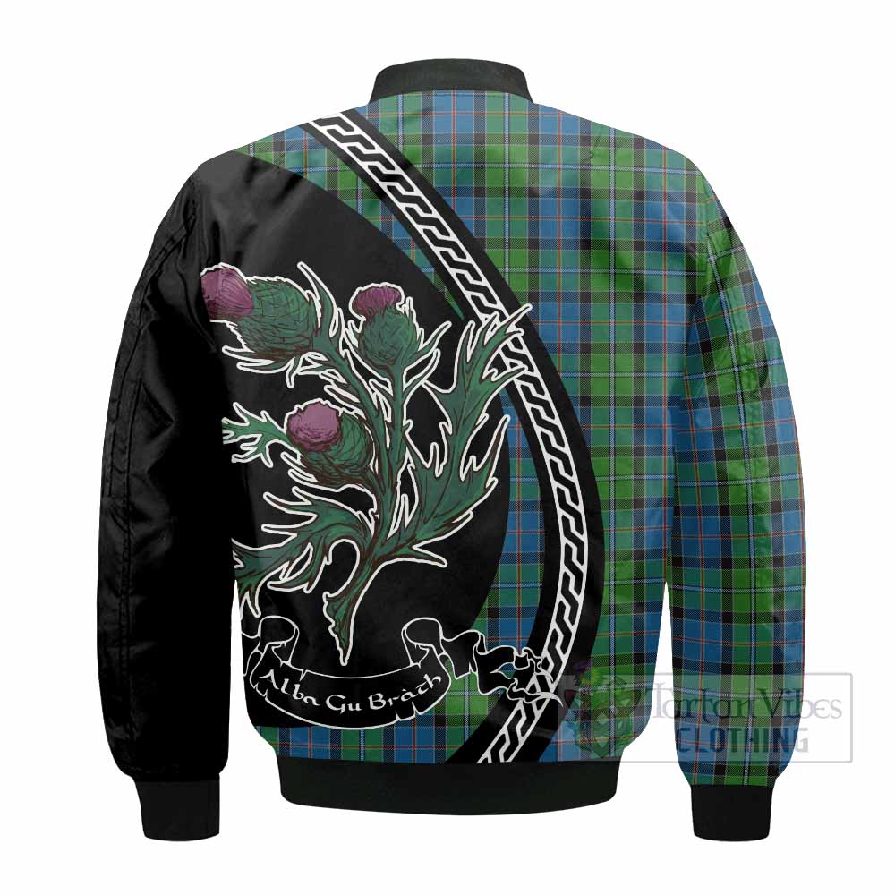 Stirling Family Crest Tartan Bomber Jacket Alba Thistle Inspired - Tartan Vibes Clothing