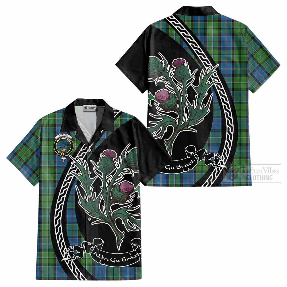 Stirling Family Crest Tartan Cotton Hawaiian Shirt Alba Thistle Inspired - Tartan Vibes Clothing