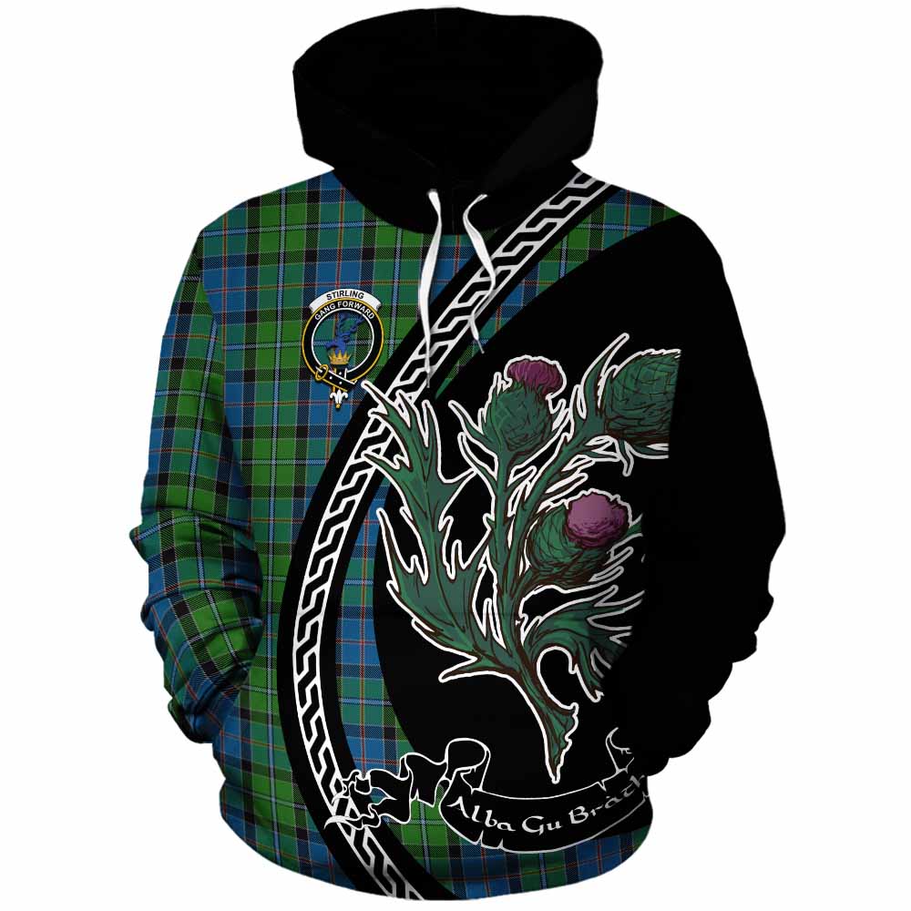 Stirling Family Crest Tartan Cotton Hoodie Alba Thistle Inspired - Tartan Vibes Clothing