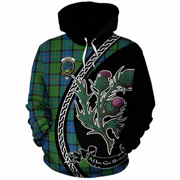 Stirling Family Crest Tartan Cotton Hoodie Alba Thistle Inspired - Tartan Vibes Clothing