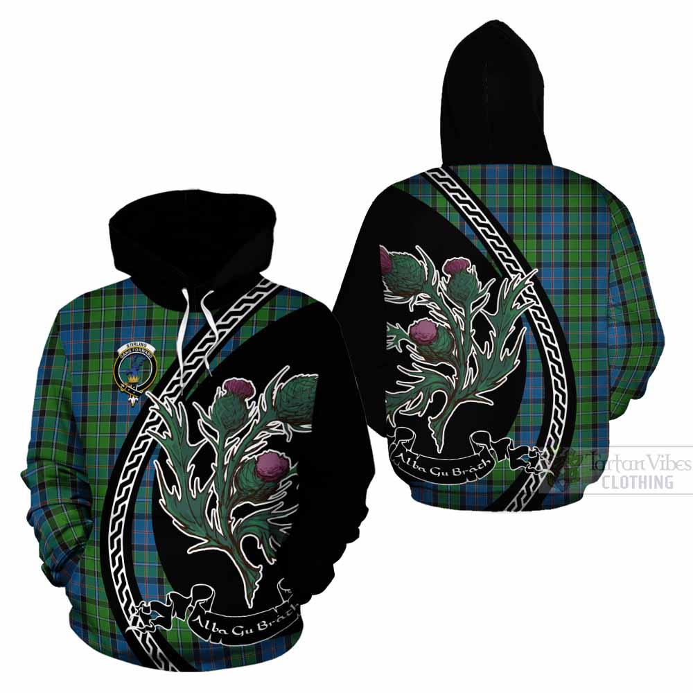 Stirling Family Crest Tartan Cotton Hoodie Alba Thistle Inspired - Tartan Vibes Clothing