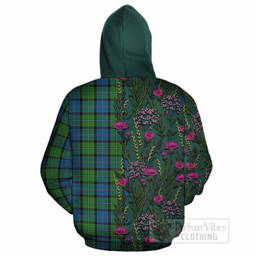 Stirling Family Crest Tartan Cotton Hoodie Scottish Thistle Flower Pattern Half Style - Tartan Vibes Clothing