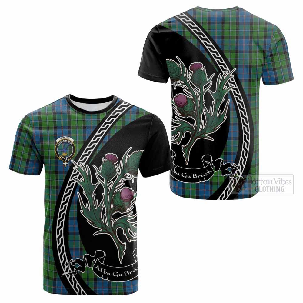Stirling Family Crest Tartan Cotton T-shirt Alba Thistle Inspired - Tartan Vibes Clothing