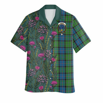 Stirling Family Crest Tartan Hawaiian Shirt Scottish Thistle Flower Pattern Half Style - Tartan Vibes Clothing