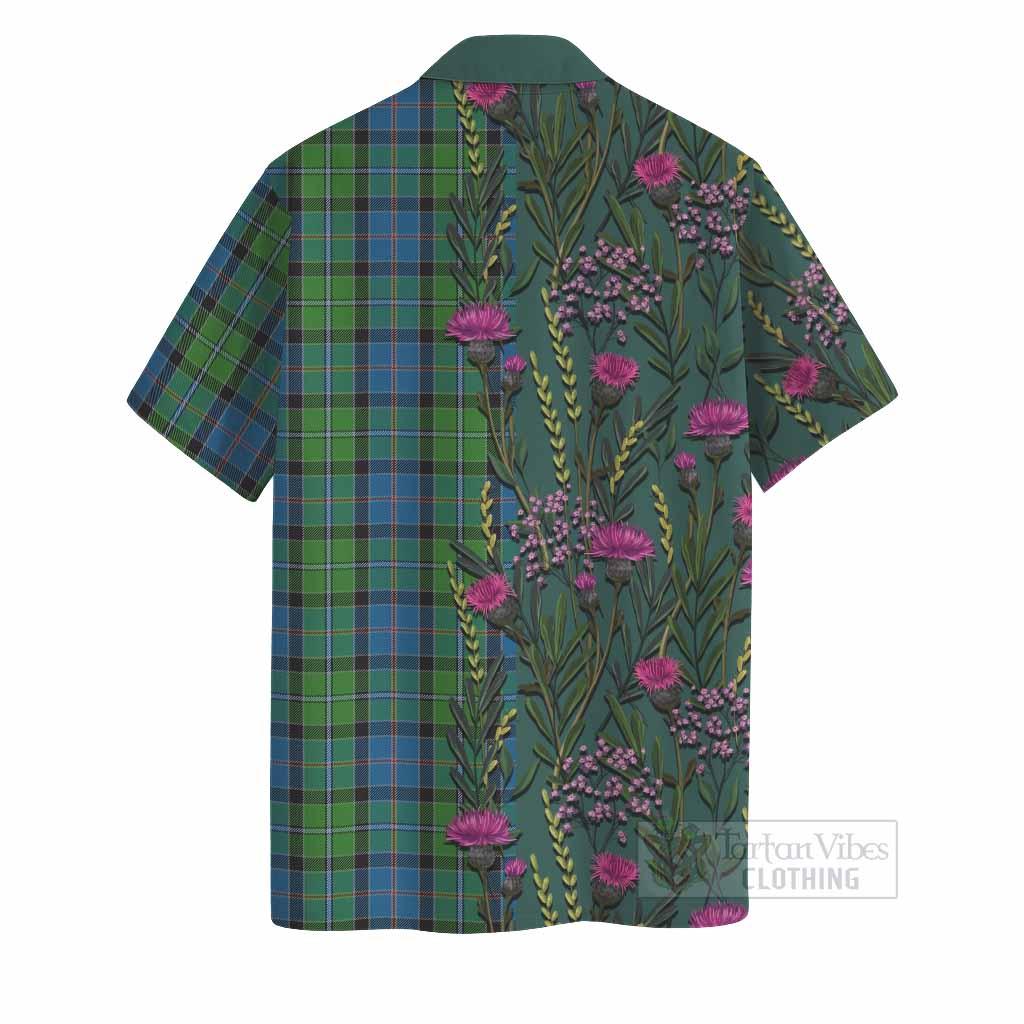 Stirling Family Crest Tartan Hawaiian Shirt Scottish Thistle Flower Pattern Half Style - Tartan Vibes Clothing