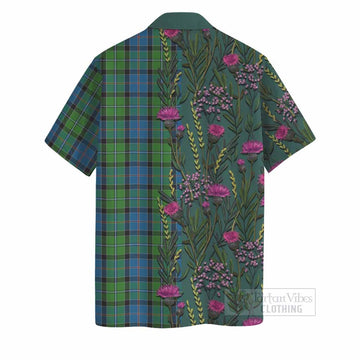 Stirling Family Crest Tartan Hawaiian Shirt Scottish Thistle Flower Pattern Half Style - Tartan Vibes Clothing