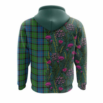 Stirling Family Crest Tartan Hoodie Scottish Thistle Flower Pattern Half Style - Tartan Vibes Clothing