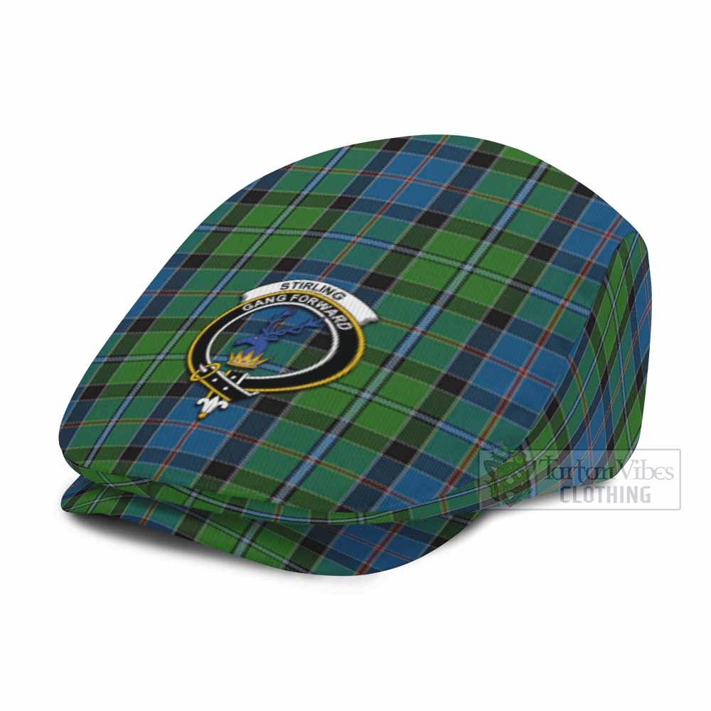 Stirling Family Crest Tartan Jeff Cap, Tartan Flat Cap