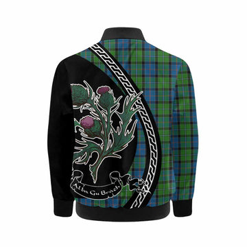 Stirling Family Crest Tartan Kid Bomber Jacket Alba Thistle Inspired - Tartan Vibes Clothing