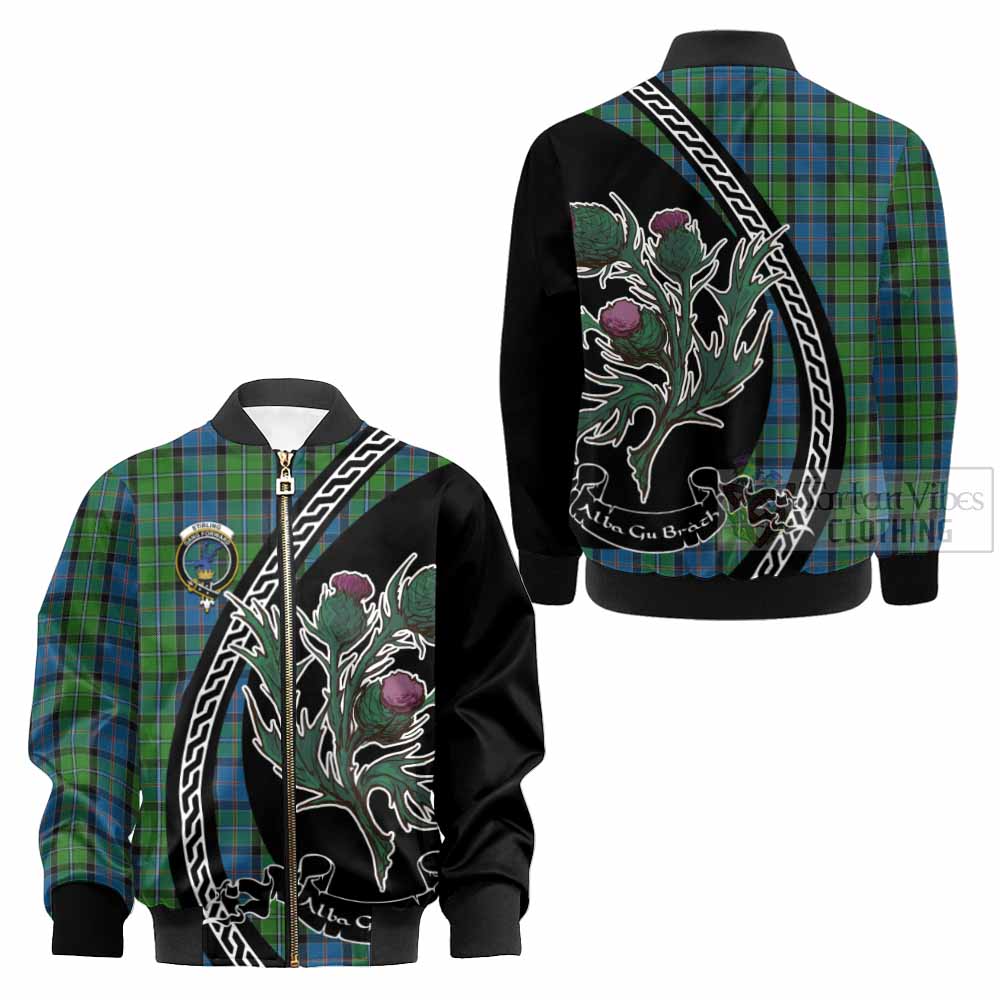 Stirling Family Crest Tartan Kid Bomber Jacket Alba Thistle Inspired - Tartan Vibes Clothing