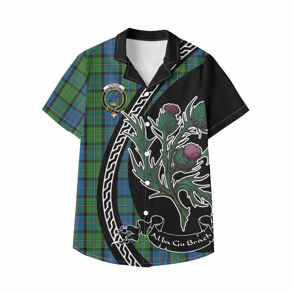 Stirling Family Crest Tartan Kid Hawaiian Shirt Alba Thistle Inspired - Tartan Vibes Clothing