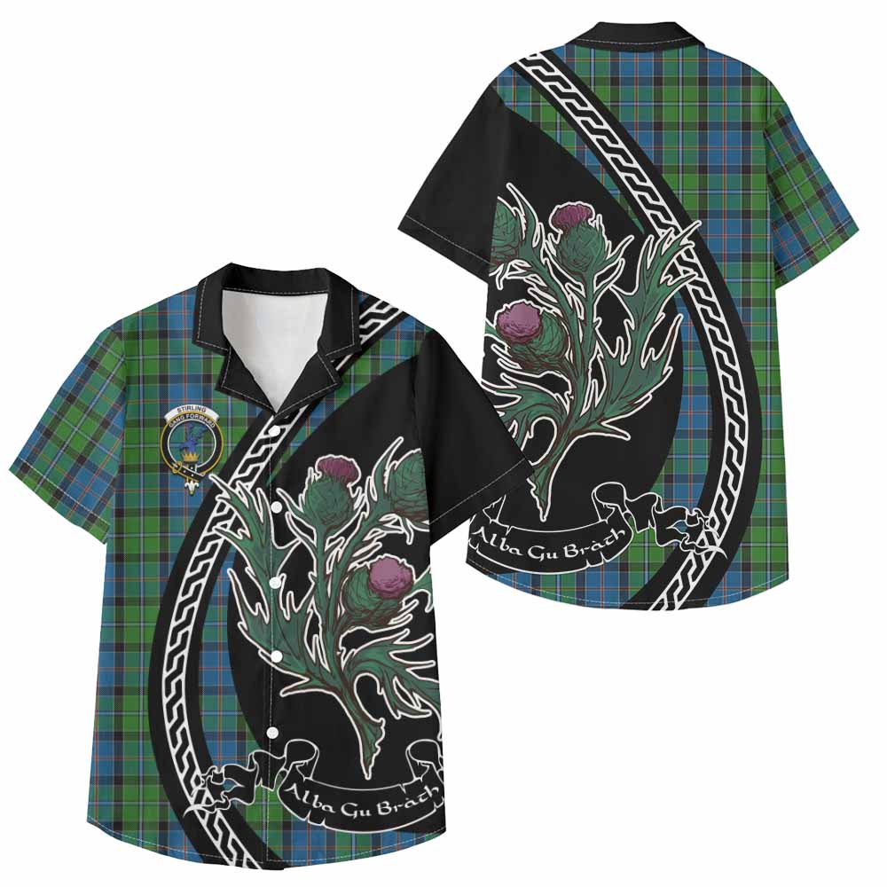 Stirling Family Crest Tartan Kid Hawaiian Shirt Alba Thistle Inspired - Tartan Vibes Clothing
