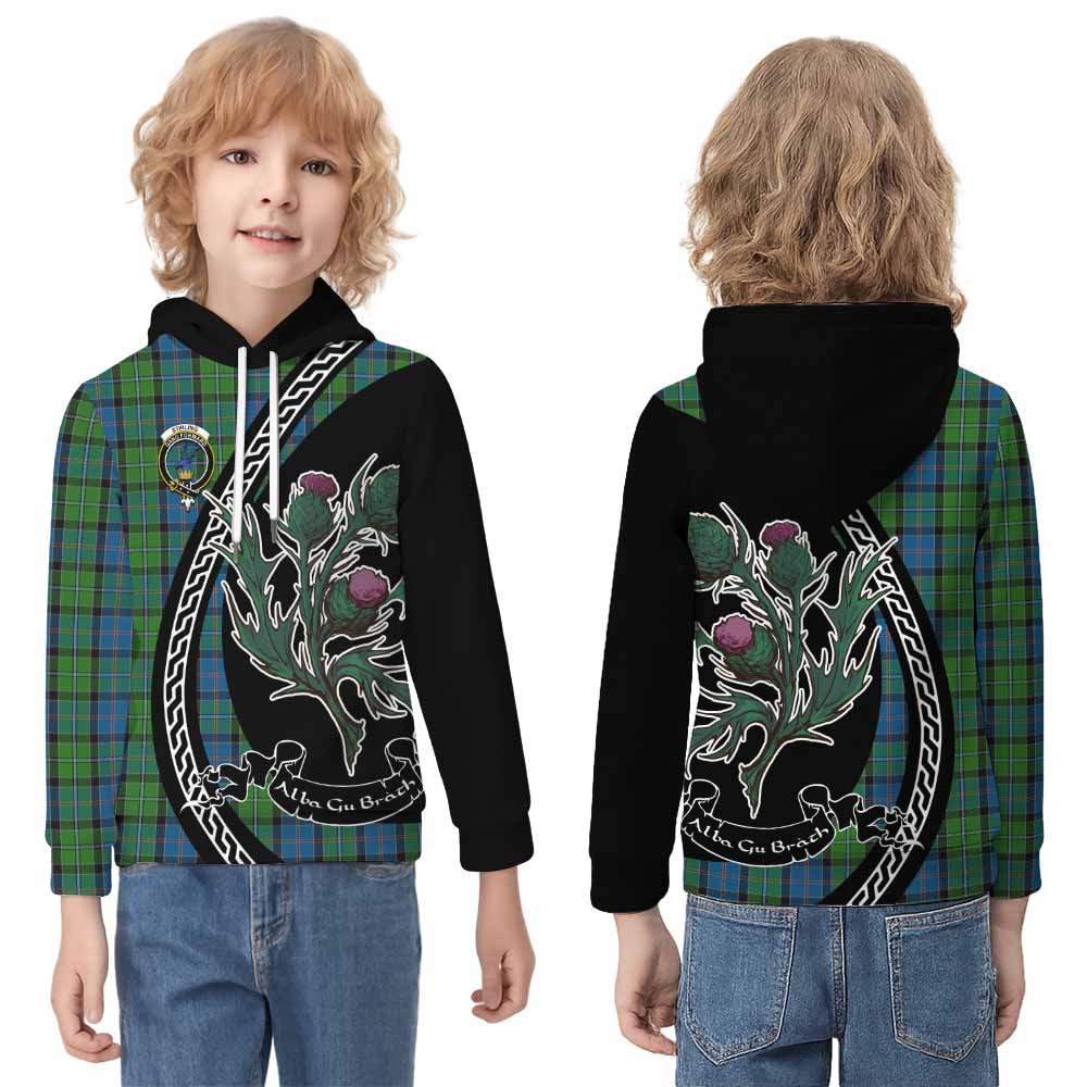 Stirling Family Crest Tartan Kid Hoodie Alba Thistle Inspired - Tartan Vibes Clothing