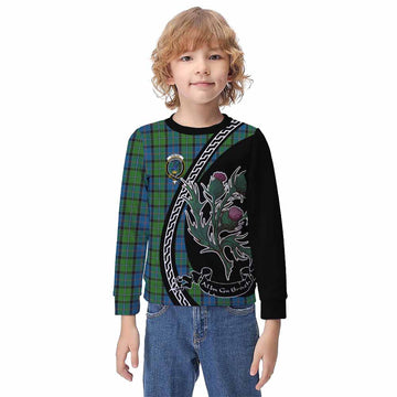 Stirling Family Crest Tartan Kid Knitted Sweatshirt Alba Thistle Inspired - Tartan Vibes Clothing